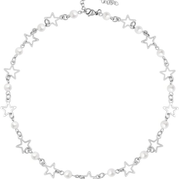 Star Imitation-Pearl Choker, Star Necklace Y2k, Emo Grunge Y2k Necklace, Christm - Picture 1 of 7
